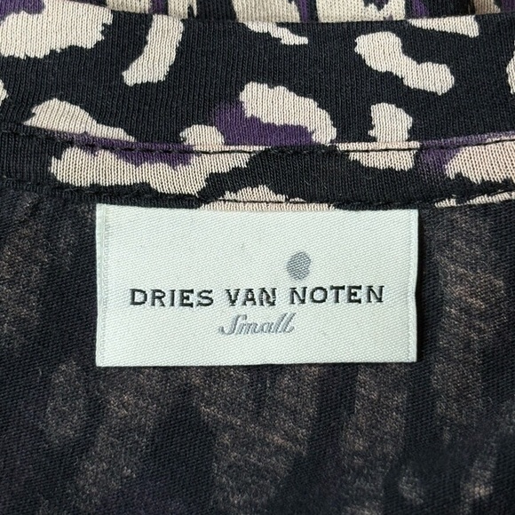 Dries Van Noten long sleeve shirt Purple cream black abstract pattern sz small - Picture 7 of 11